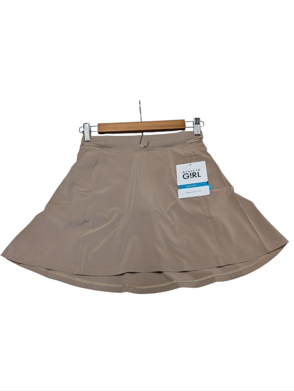 Athleta Girl School Day Skort M NWT Beige Khaki Athletic Skirt Built-in Shorts - Picture 2 of 7